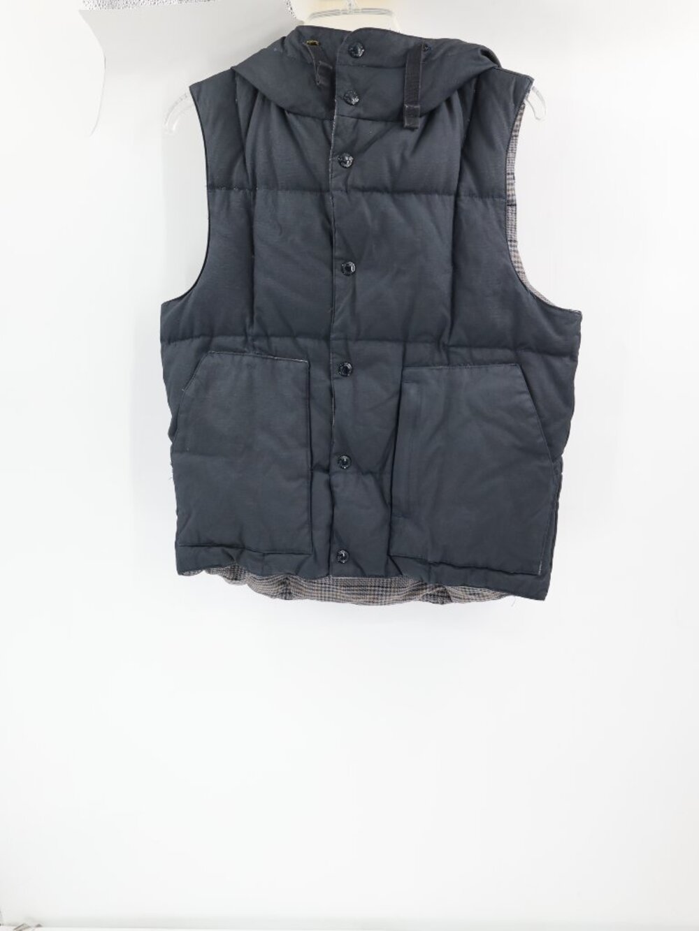 Engineered Garments Vest Men's Small Cotton Linen down puffer Hooded Sleeveless